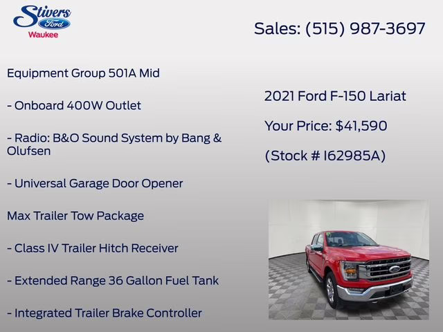 2021 Race Red Ford F-150 Lariat 4X4 Truck