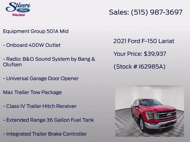 2021 Race Red Ford F-150 Lariat 4X4 Truck