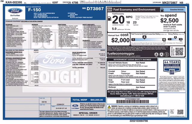 2021 Race Red Ford F-150 Lariat 4X4 Truck