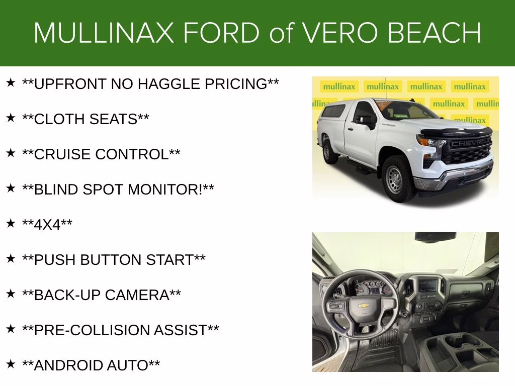 2024 Summit White Chevrolet Silverado 1500 WT 4X4 Truck