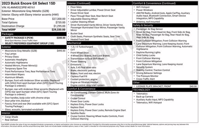 2023 Moonstone Gray Metallic Buick Encore GX Select FWD SUV