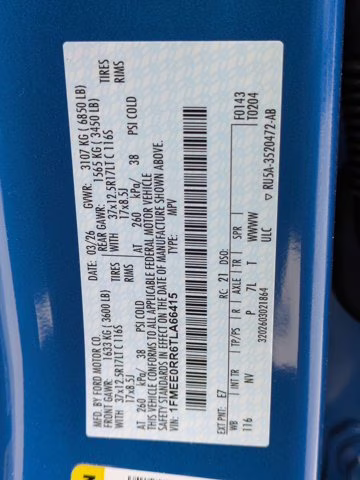 2026 Blue Ford Bronco Raptor 4X4 Convertible