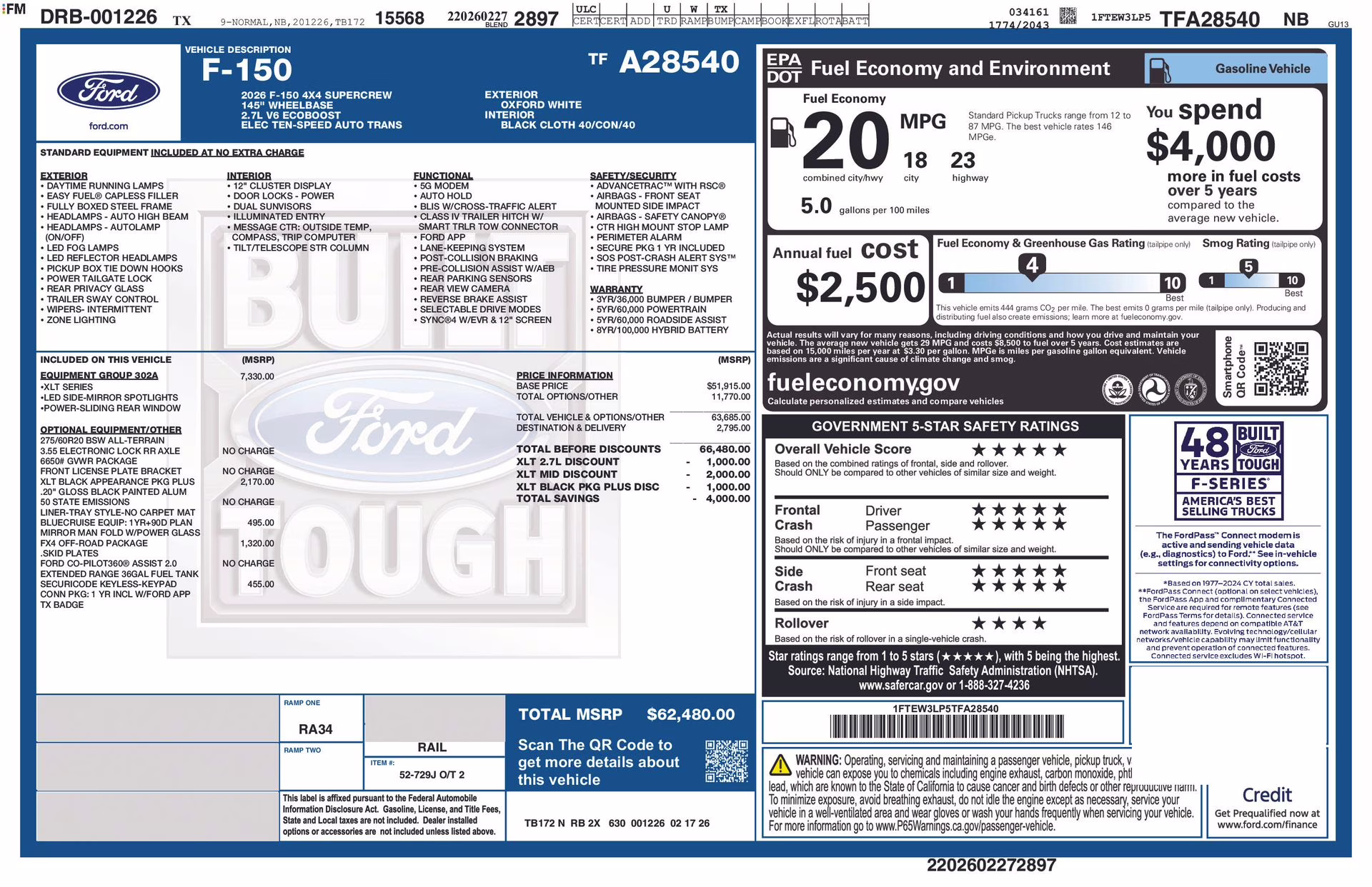 2026 Oxford White Ford F-150 XLT 4X4 Truck