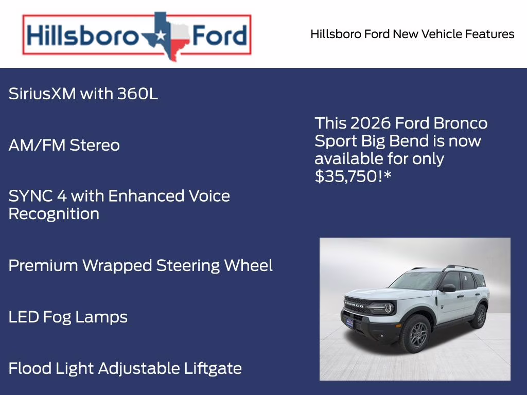 2026 Space White Metallic Ford Bronco Sport Big Bend 4X4 SUV
