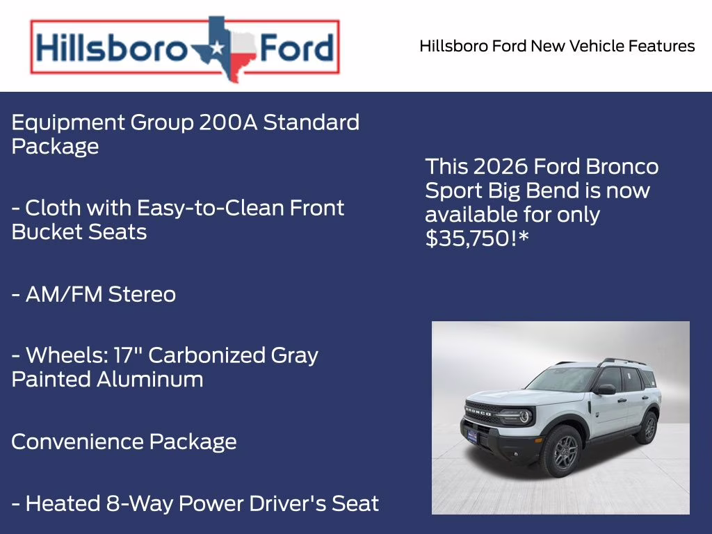 2026 Space White Metallic Ford Bronco Sport Big Bend 4X4 SUV