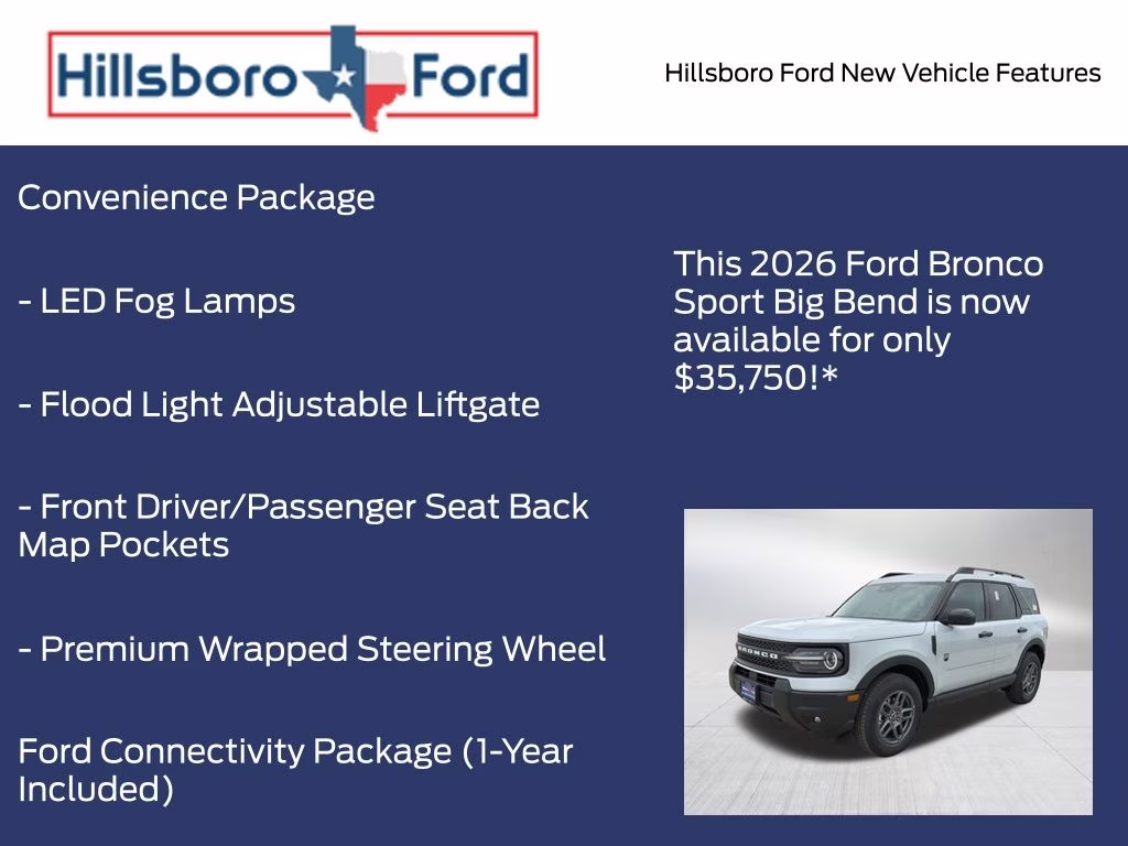 2026 Space White Metallic Ford Bronco Sport Big Bend 4X4 SUV