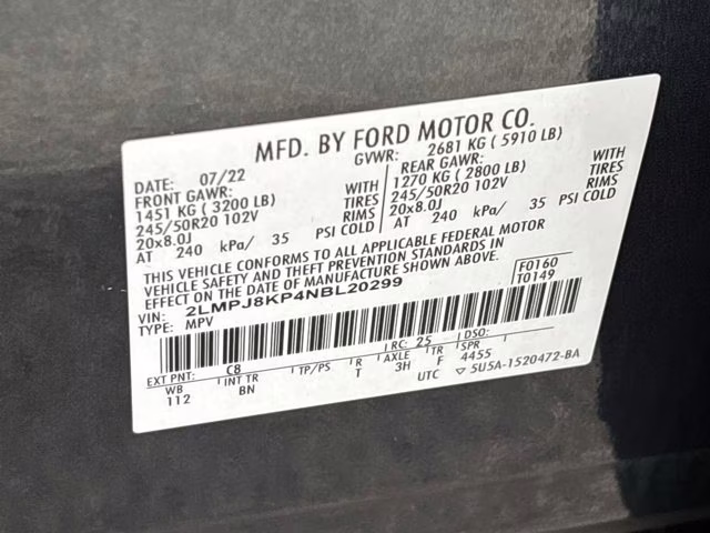 2022 Blue Metallic Lincoln Nautilus Reserve AWD SUV