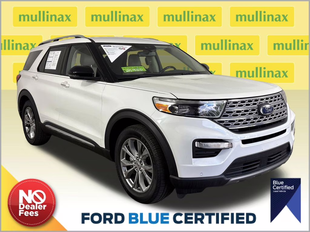 2021 Star White Metallic Tri-Coat Ford Explorer Limited RWD SUV
