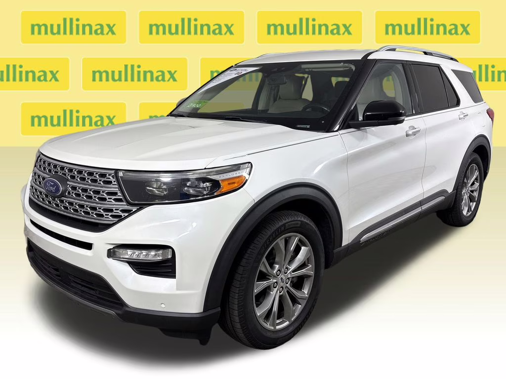 2021 Star White Metallic Tri-Coat Ford Explorer Limited RWD SUV