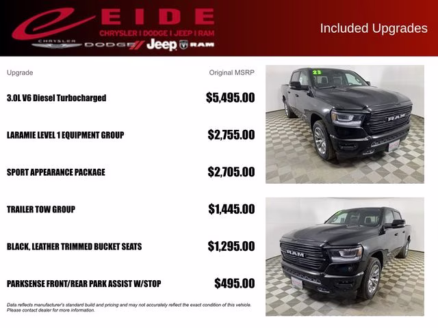 2023 Diamond Black Crystal Pearlcoat Ram 1500 Laramie 4X4 Truck
