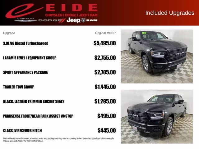 2023 Diamond Black Crystal Pearlcoat Ram 1500 Laramie 4X4 Truck