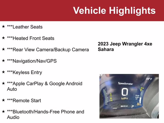 Used 2023 Jeep Wrangler 4xe Sahara 4XE with VIN 1C4JJXP69PW555640 for sale in Waite Park, Minnesota