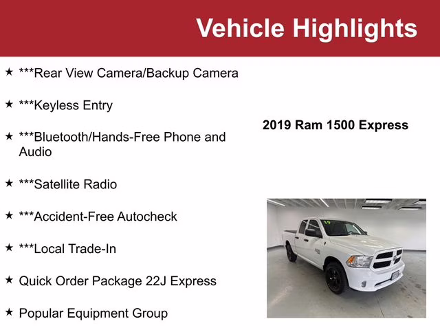 2019 Bright White Clearcoat Ram 1500 Express 4X4 Truck