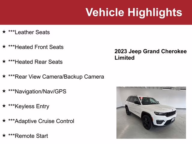 Used 2023 Jeep Grand Cherokee Limited with VIN 1C4RJHBG0PC516851 for sale in Waite Park, Minnesota