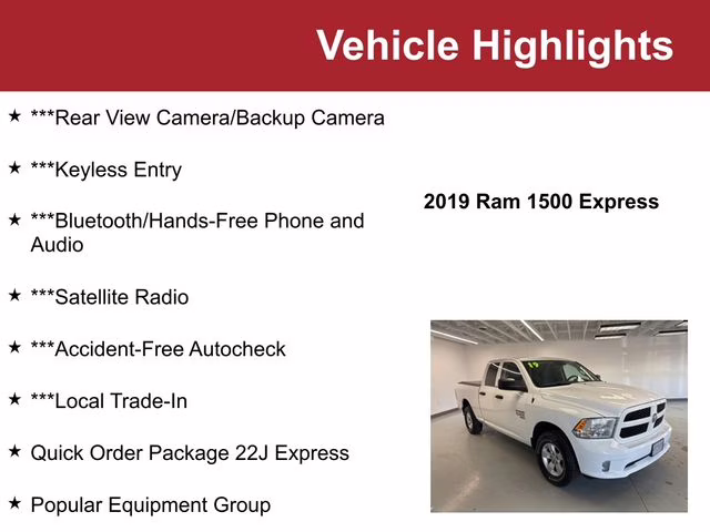 Used 2019 RAM Ram 1500 Classic Express with VIN 1C6RR7FG6KS631697 for sale in Waite Park, Minnesota