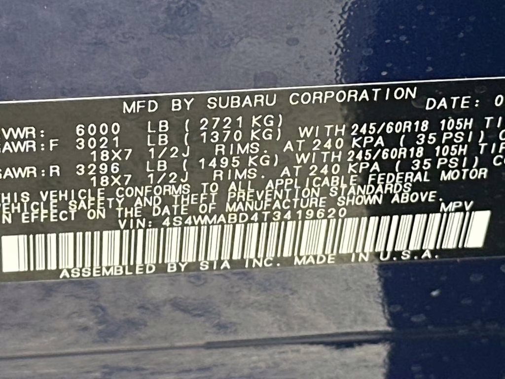 2026 Sapphire Blue Pearl Subaru Ascent Premium AWD SUV