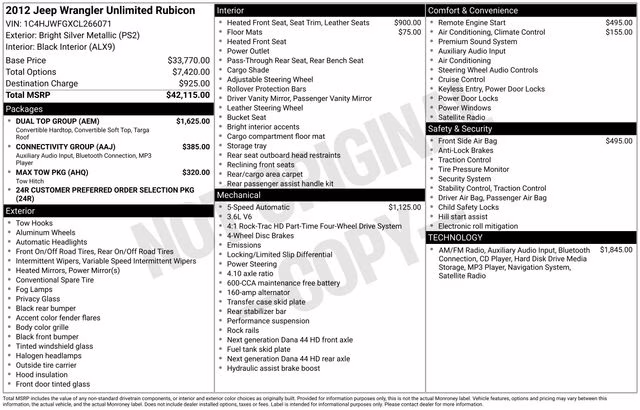 2012 Bright Silver Metallic Clearcoat Jeep Wrangler Unlimited Rubicon 4X4 SUV
