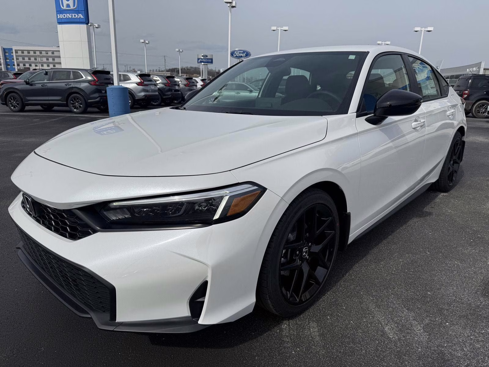 2026 Platinum White Pearl Honda Civic Hatchback Sport FWD Hatchback