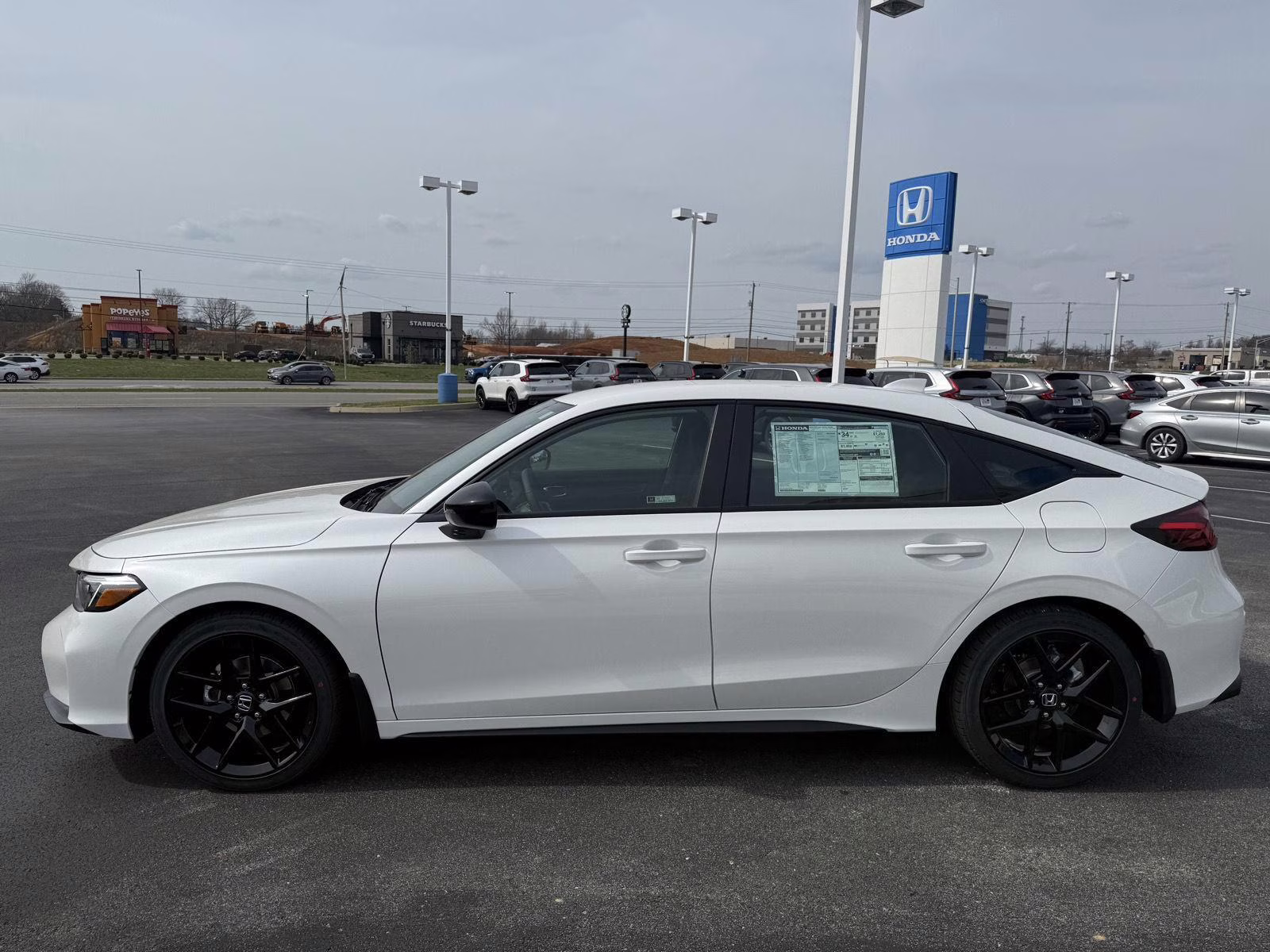 2026 Platinum White Pearl Honda Civic Hatchback Sport FWD Hatchback