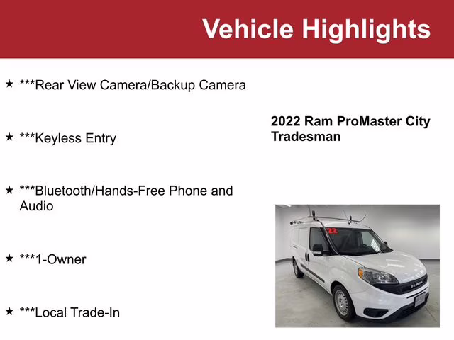 Used 2022 RAM Promaster City Base with VIN ZFBHRFAB7N6X85071 for sale in Waite Park, Minnesota