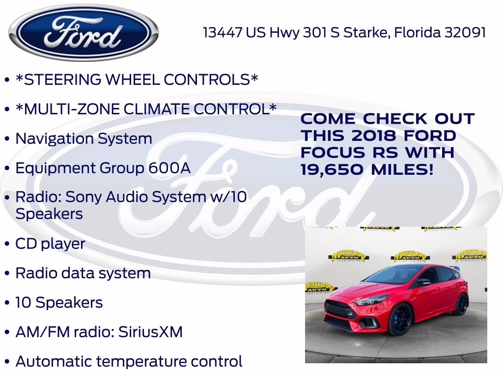 2018 Race Red Ford Focus RS AWD Hatchback