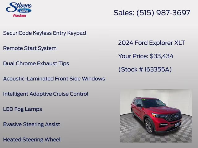 2024 Red Metallic Ford Explorer XLT 4X4 SUV