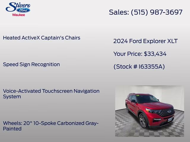 2024 Red Metallic Ford Explorer XLT 4X4 SUV