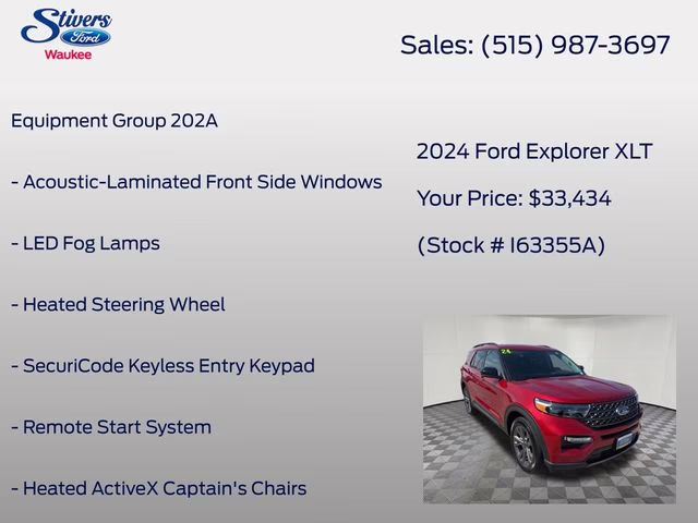 2024 Red Metallic Ford Explorer XLT 4X4 SUV