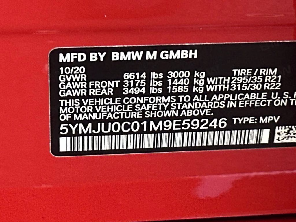 2021 Toronto Red Metallic BMW X5 M COMPETITION AWD SUV