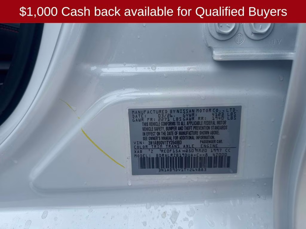 2026 Aspen White/Super Black Nissan Sentra SR FWD Sedan