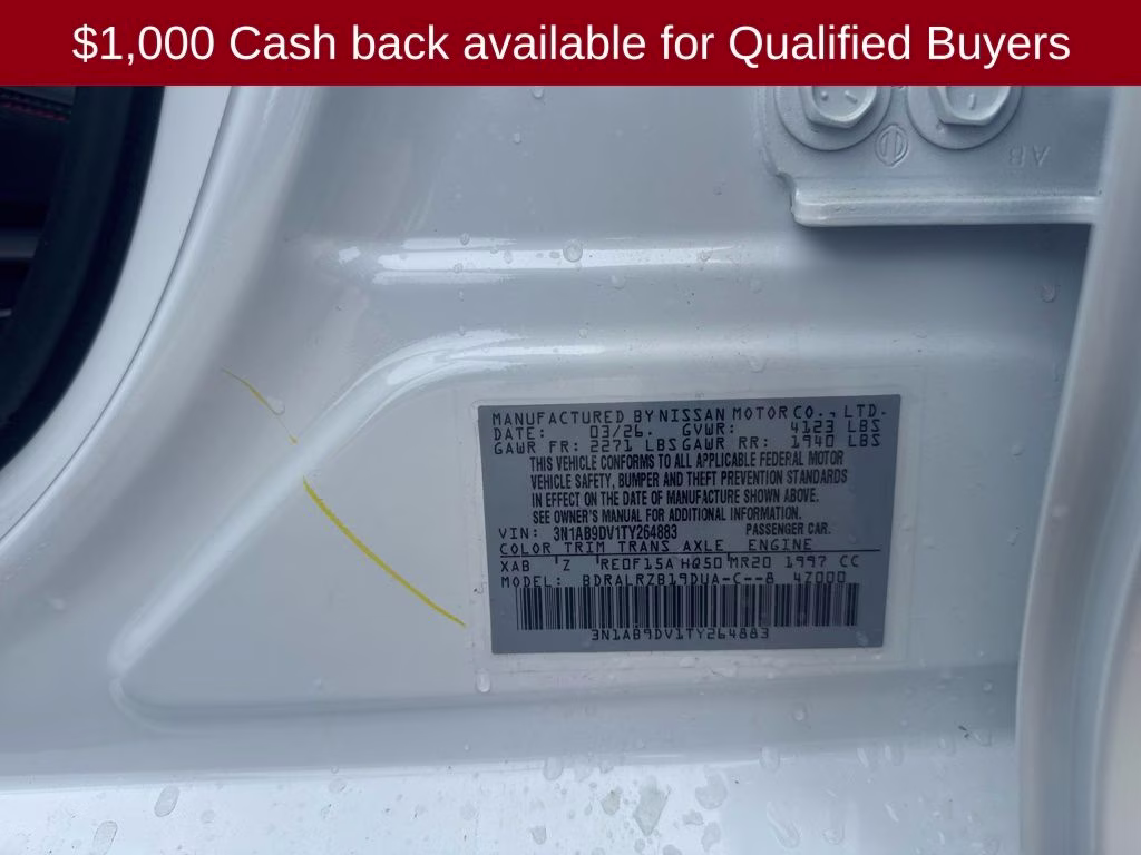 2026 Aspen White/Super Black Nissan Sentra SR FWD Sedan