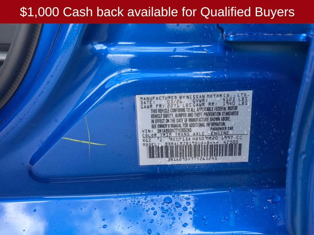 2026 Bluestone Pearl/Super Blk Nissan Sentra SR FWD Sedan