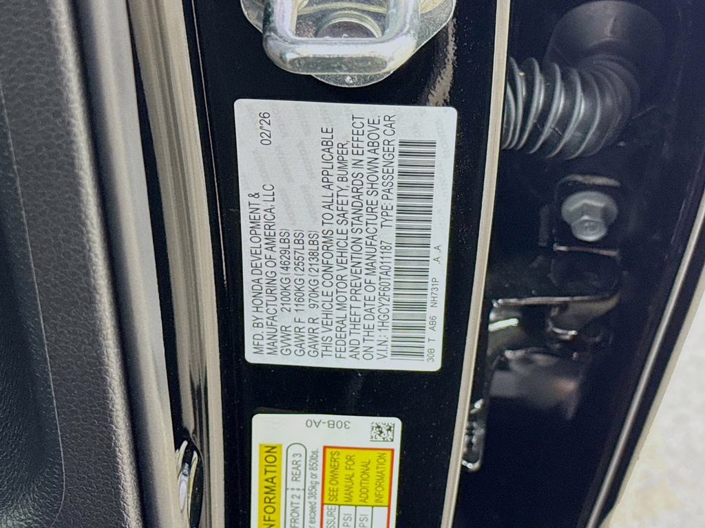 2026 Crystal Black Pearl Honda Accord Hybrid EX-L FWD Sedan