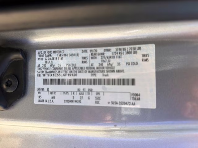 2020 Silver Metallic Ford F-150 XLT 4X4 Truck