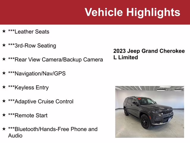 Used 2023 Jeep Grand Cherokee L Limited with VIN 1C4RJKBG6P8816894 for sale in Waite Park, Minnesota