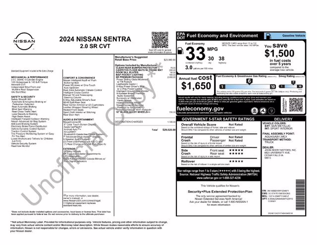 2024 Gun Metallic Nissan Sentra SR FWD Sedan