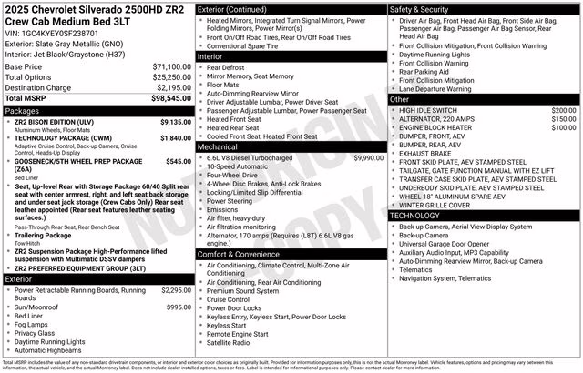 2025 Slate Gray Metallic Chevrolet Silverado 2500HD ZR2 4X4 Truck