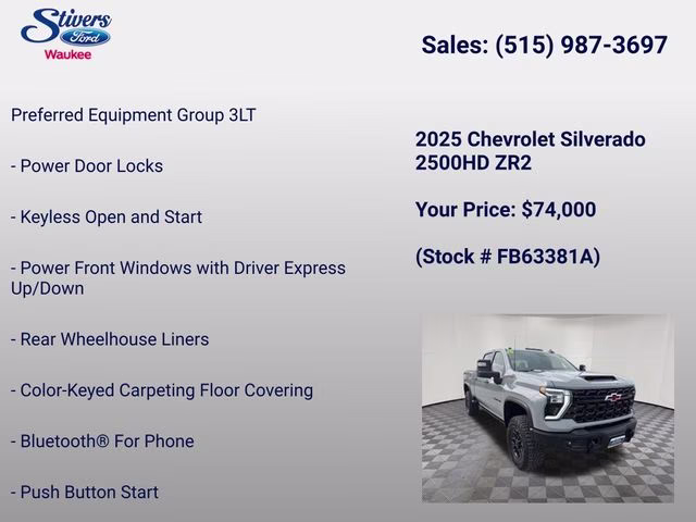 2025 Slate Gray Metallic Chevrolet Silverado 2500HD ZR2 4X4 Truck