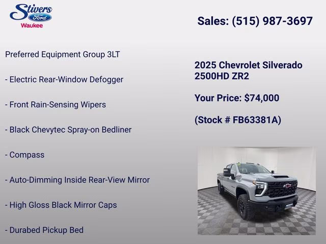 2025 Slate Gray Metallic Chevrolet Silverado 2500HD ZR2 4X4 Truck