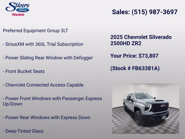 2025 Slate Gray Metallic Chevrolet Silverado 2500HD ZR2 4X4 Truck