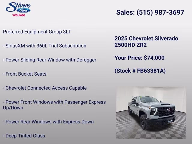 2025 Slate Gray Metallic Chevrolet Silverado 2500HD ZR2 4X4 Truck