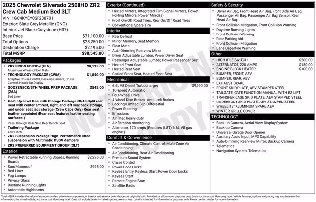 2025 Slate Gray Metallic Chevrolet Silverado 2500HD ZR2 4X4 Truck