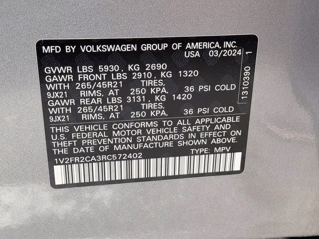 2024 Platinum Gray Metallic Volkswagen Atlas 2.0T SEL Premium R-Line AWD SUV