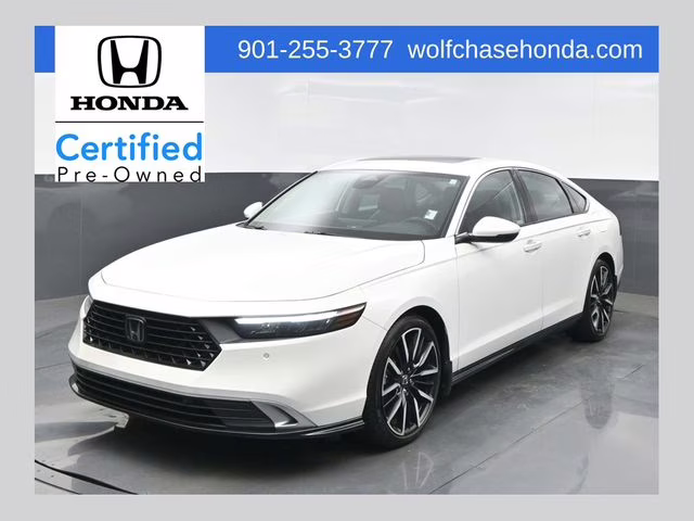 2023 Platinum White Pearl Honda Accord Hybrid Touring FWD Sedan