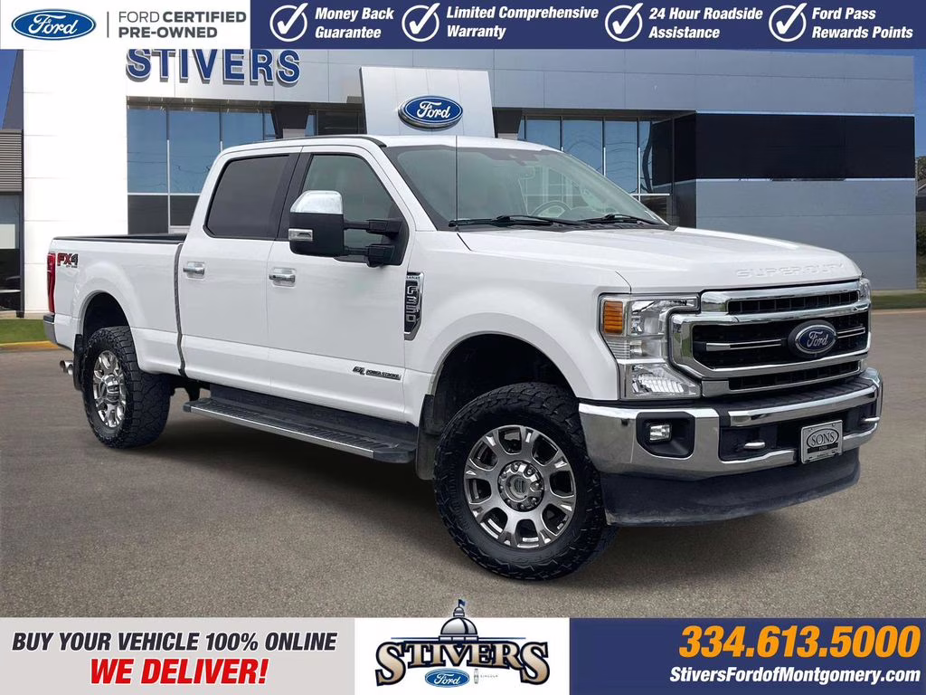 2021 Star White Metallic Tri-Coat Ford Super Duty F-350 SRW Lariat 4X4 Truck