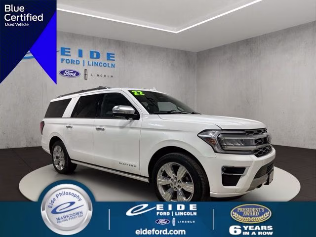 2022 Star White Metallic Tri-Coat Ford Expedition Max Platinum 4X4 SUV