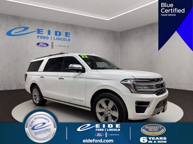 2022 Star White Metallic Tri-Coat Ford Expedition Max Platinum 4X4 SUV