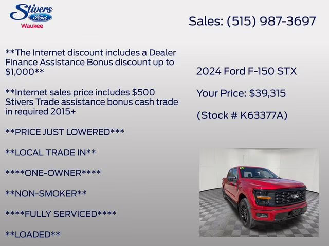 2024 Red Metallic Ford F-150 STX 4X4 Truck
