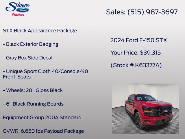 2024 Red Metallic Ford F-150 STX 4X4 Truck