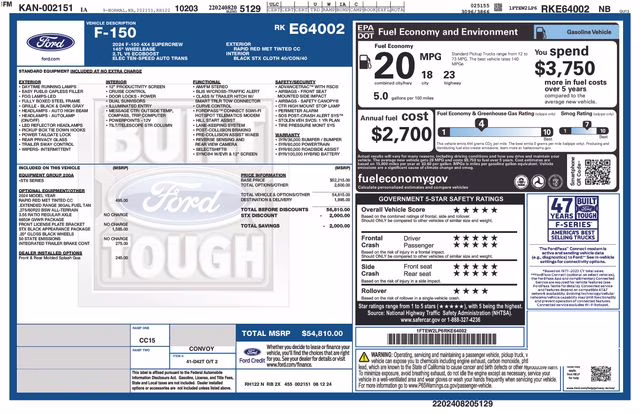 2024 Red Metallic Ford F-150 STX 4X4 Truck